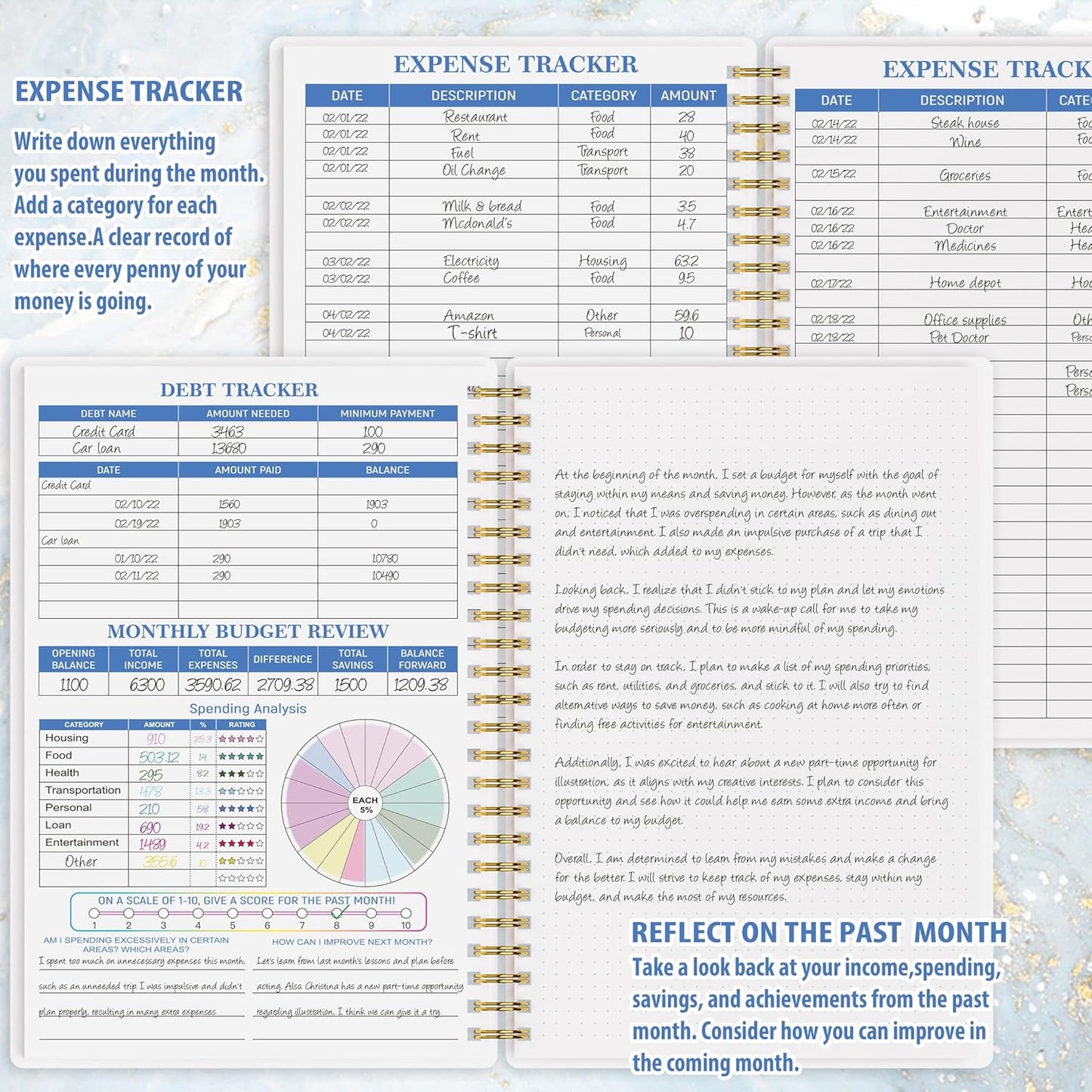 Budget Planner - Monthly Finance Organizer with Expense Tracker Notebook to Manage Your Money Effectively, Undated Finance Planner/Account Book, Start Anytimem,A5(8.6x5.9 inchs),100gsm Paper - Denim