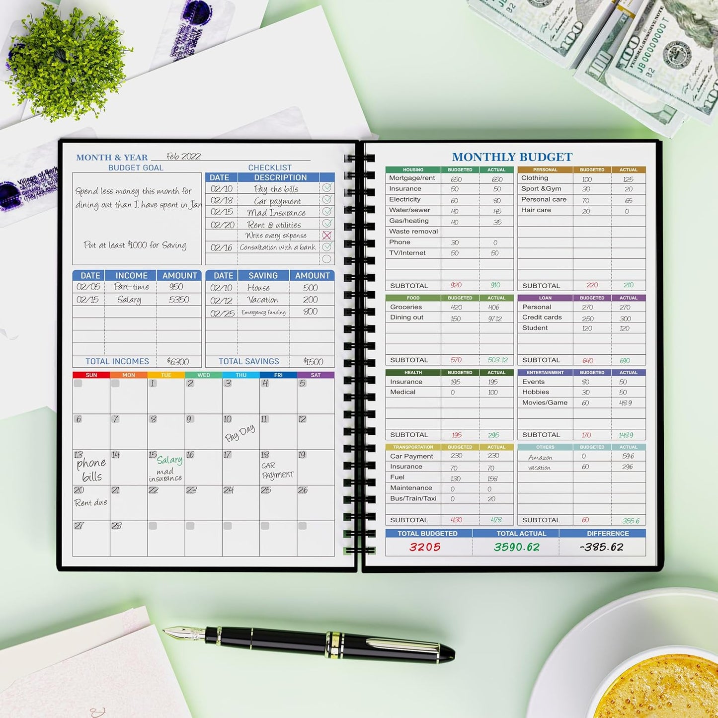 Budget Planner - Monthly Finance Organizer with Expense Tracker Notebook to Manage Your Money Effectively, Undated Finance Planner/Account Book, Start Anytimem,A5(8.6x5.9 inchs),100gsm Paper - Golden