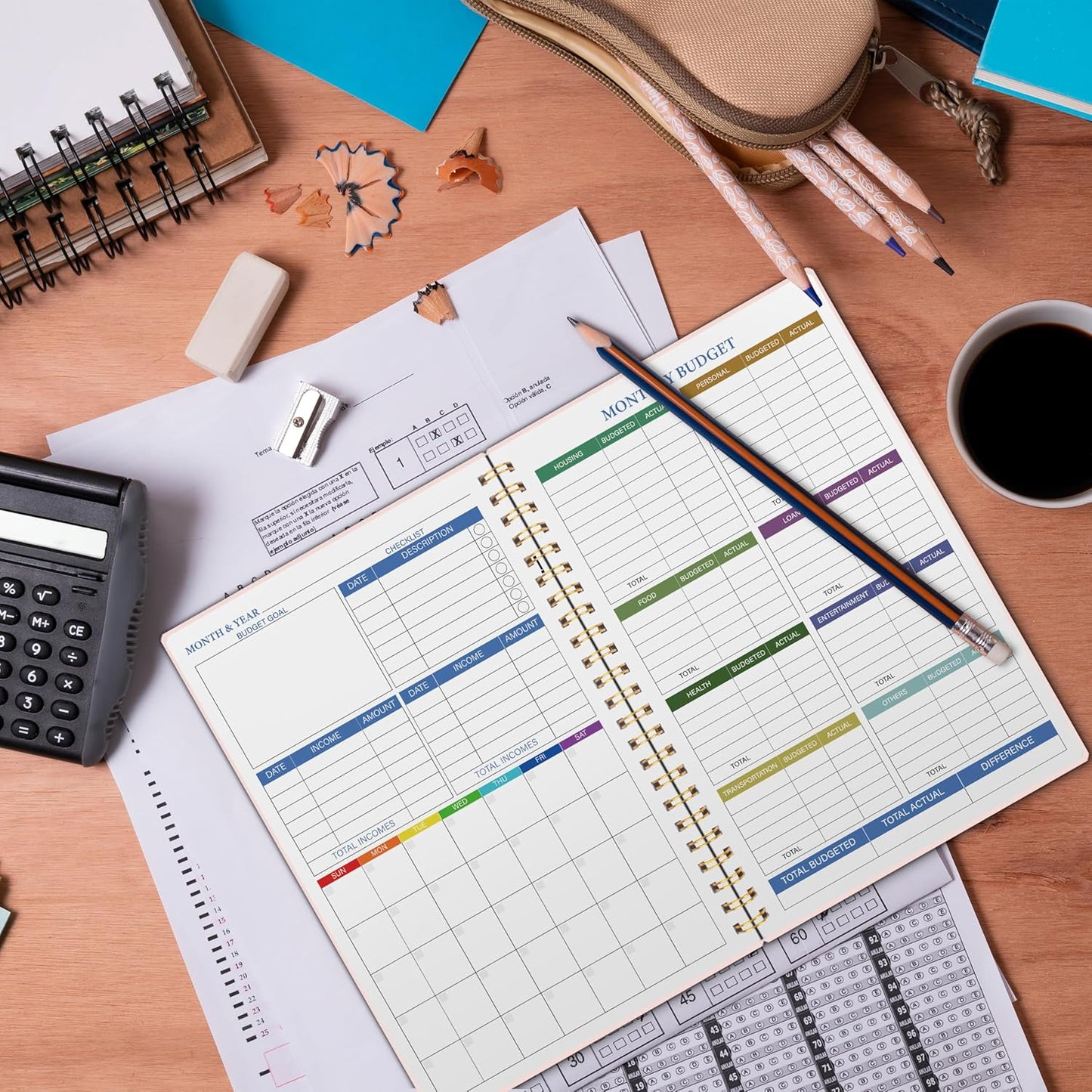 Monthly Budget Planner - 14 Months Undated Financial Planner Organizer Budget Book with Expense and Debt Tracker Notebook to Manage Your Money Effectively, Bill Planner and Organizer