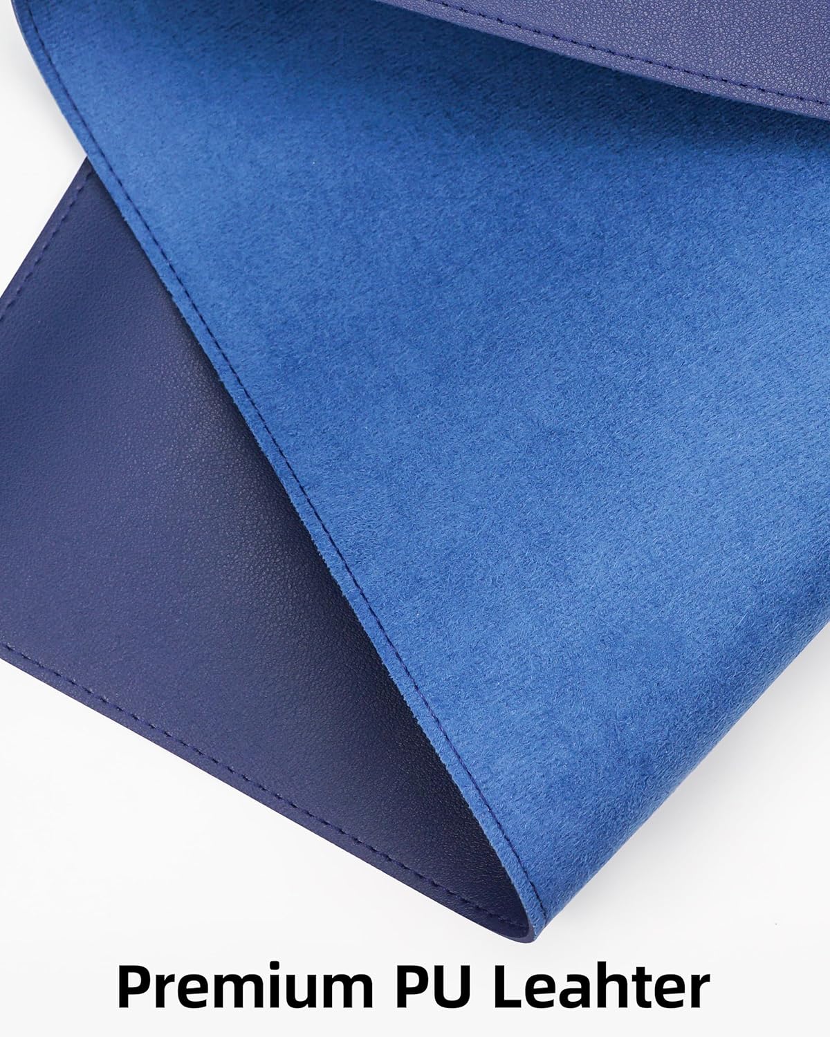 Extra Large Desk Pad Mat - Waterproof Mouse Pad & Desk Protector, Non-Slip XXL PU Leather Gaming Mat for Keyboard/Mouse, Stitched Edge with Ergonomic Support, 55"x24" (Blue)