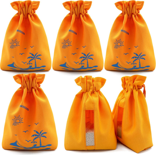 6Pcs 7x9 inch Cloth Storage Bags with Drawstrings, Large Size, Multipurpose Bags with Sewing Transparent Window for Desiccant Beads, Snacks, Seeds