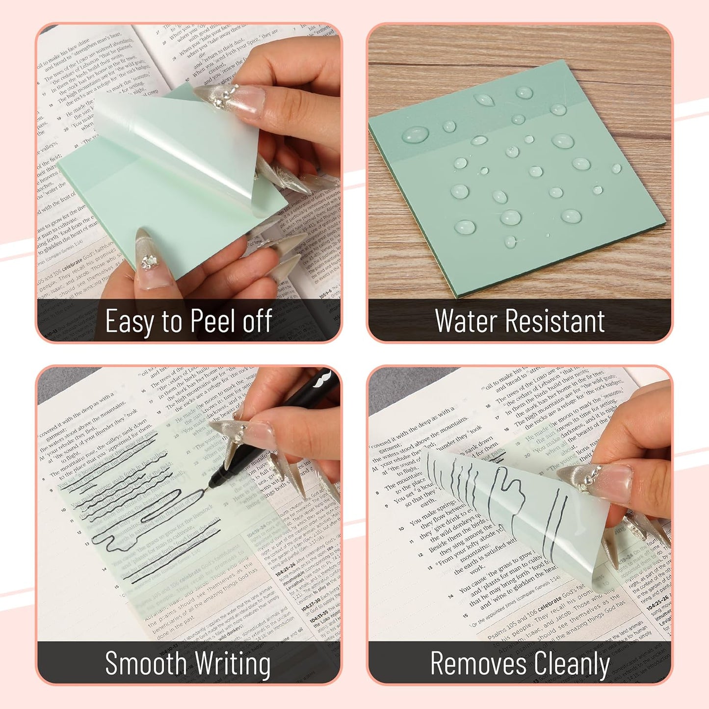 Mr. Pen Boho Colors Sticky Notes - Set of 12 Pads (3"x3"), 600 Sheets - See Through, Clear