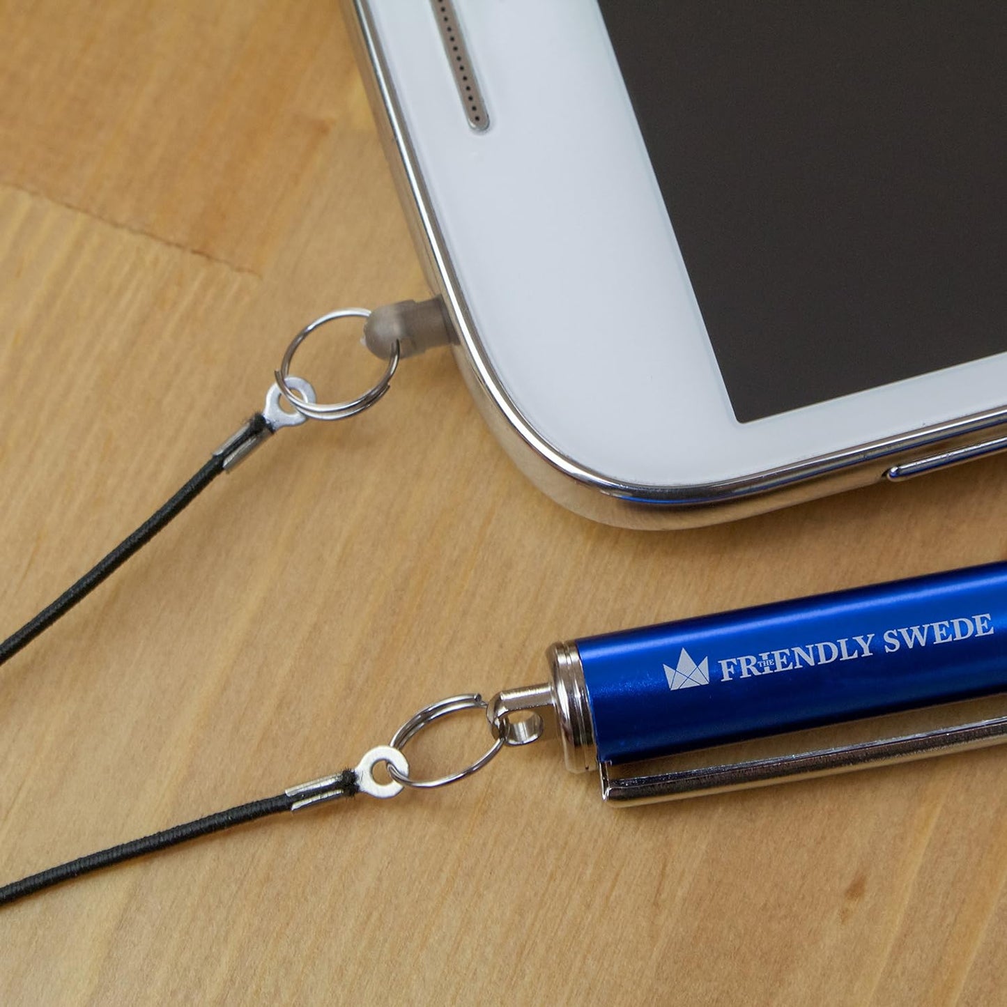 The Friendly Swede Extra Long Stylus Pen for Touchscreen — Set of 3 Micro-Knit 7.3" Capacitive Stylus Pens; Including 3 Replaceable Fiber Tips, 3 Elastic Lanyards & Cleaning Cloth - Silver