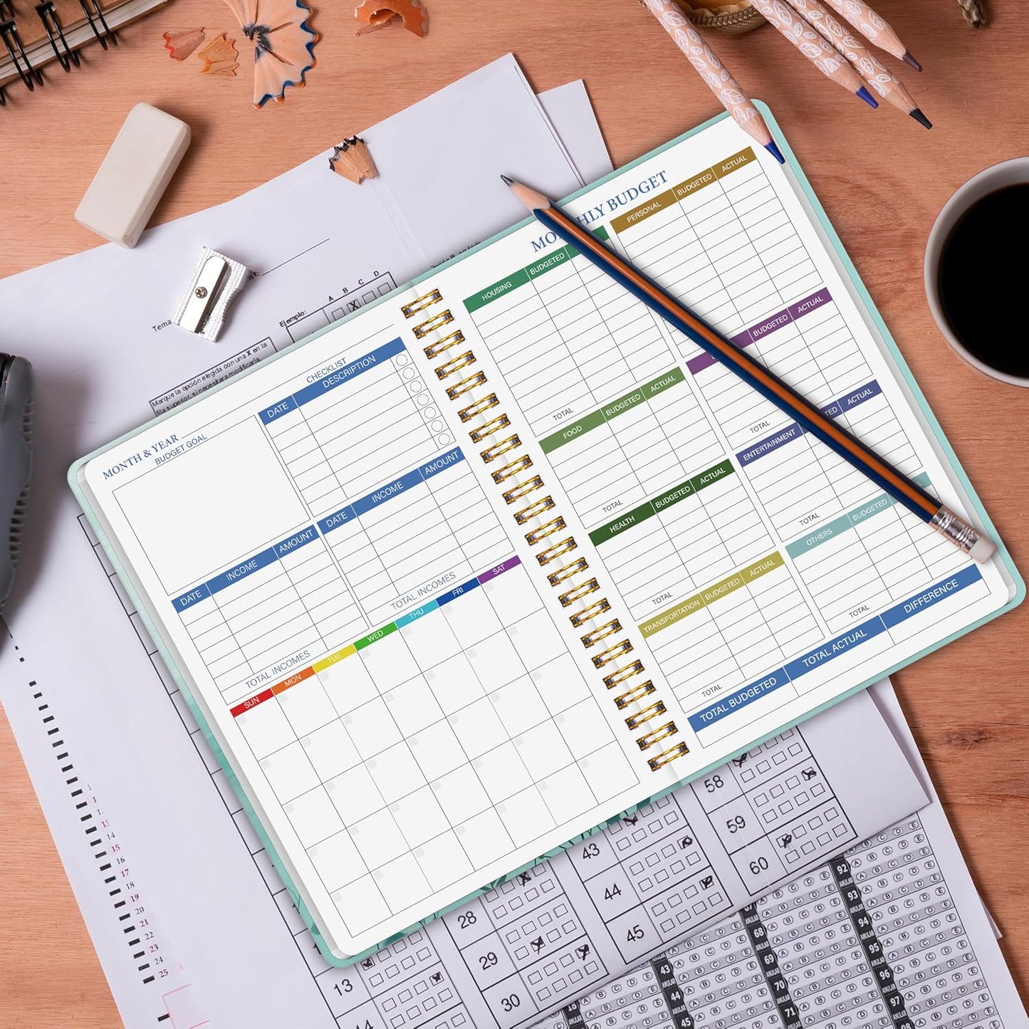 Monthly Budget Planner - 14 Months Hardcover Undated Financial Planner Organizer Budget Book with Expense and Debt Tracker Notebook to Manage Your Money Effectively, Bill Organizer