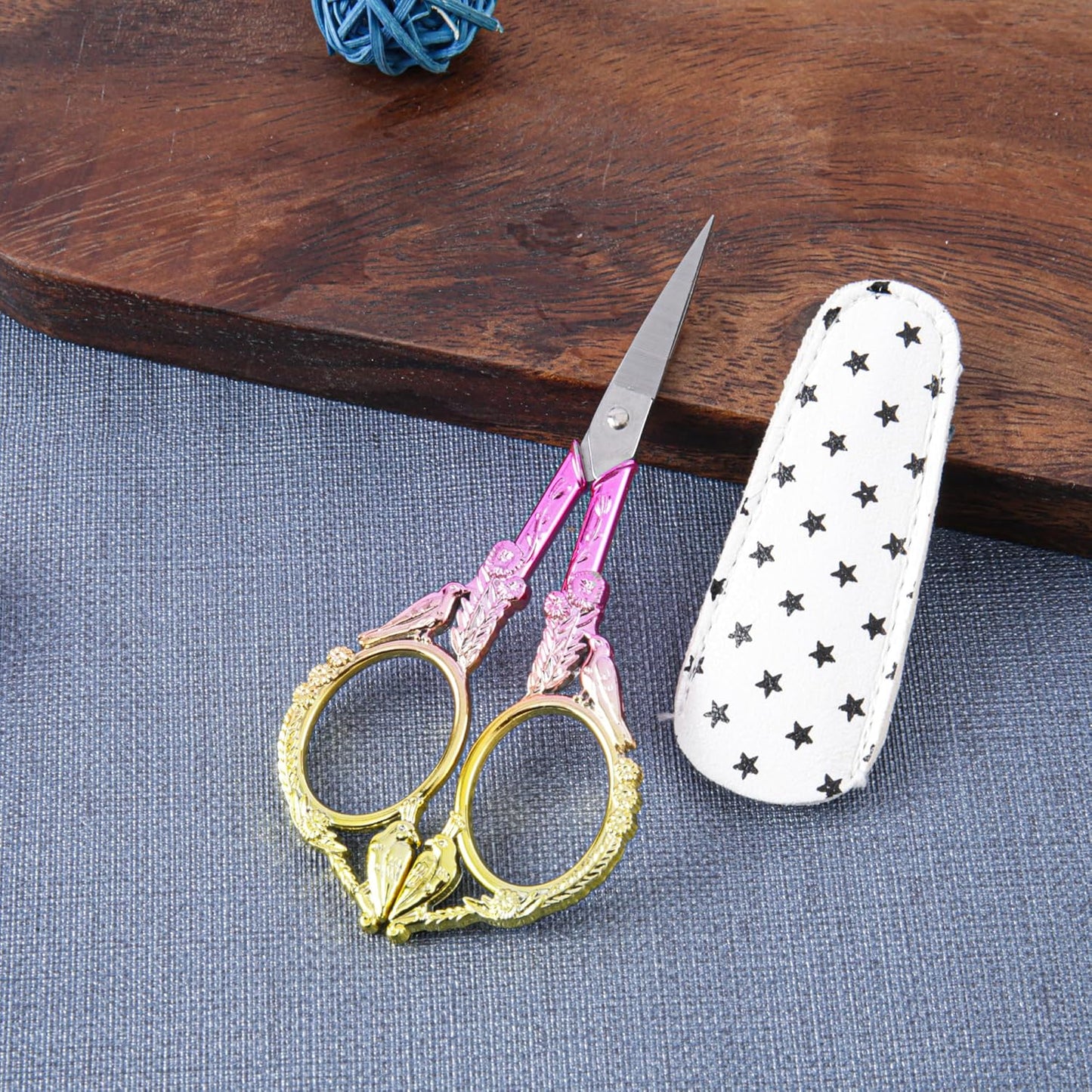 Small Embroidery Scissors with Cover -Cute and Comfortable Gradient handles with Sturdy and Sharp Tips for Precise Cutting, Perfect Size for Keeping in Your Sewing and Craft Supplies Kit
